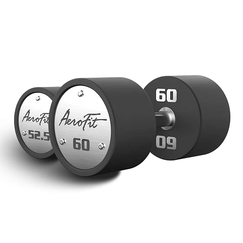 Набор полиуретановых гантелей, 52,5-60 кг, 4 пары, шаг 2,5 кг AeroFit AFPUDB52.5-60