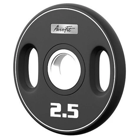 Олимпийский полиуретановый диск 2,5 кг, черный, с 2-мя хватами AeroFit AFPUPLB2.5